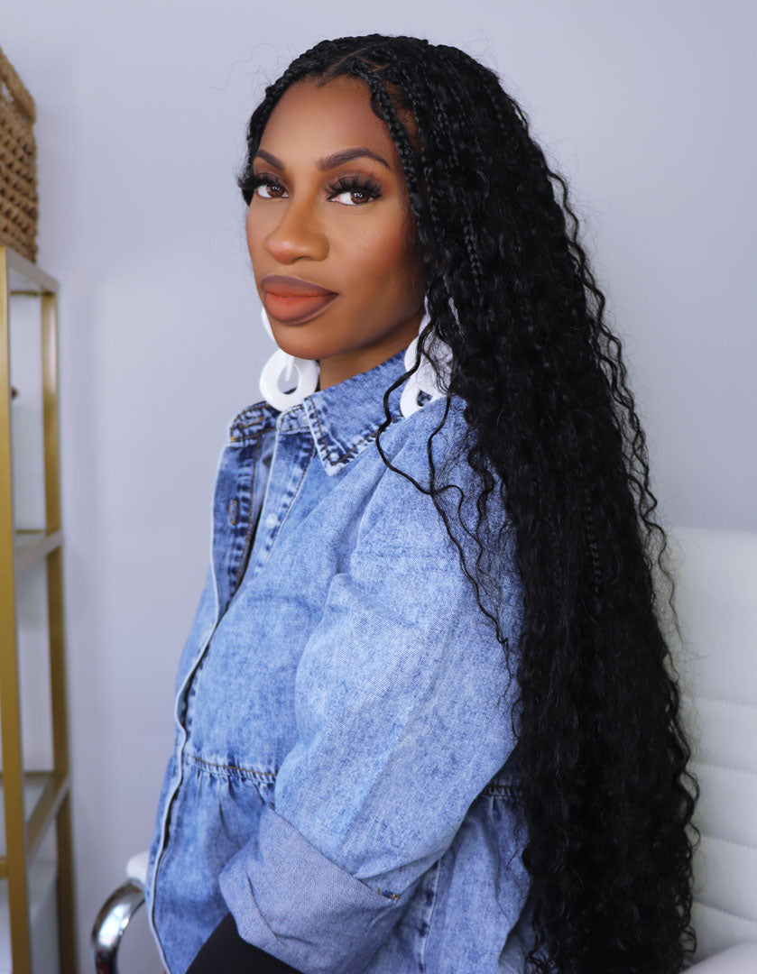 Crochet Boho Box Braids with Human Hair Curls – Ywigs