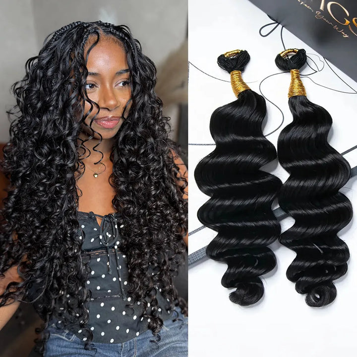 feather crochet boho human hair loose deep wave
