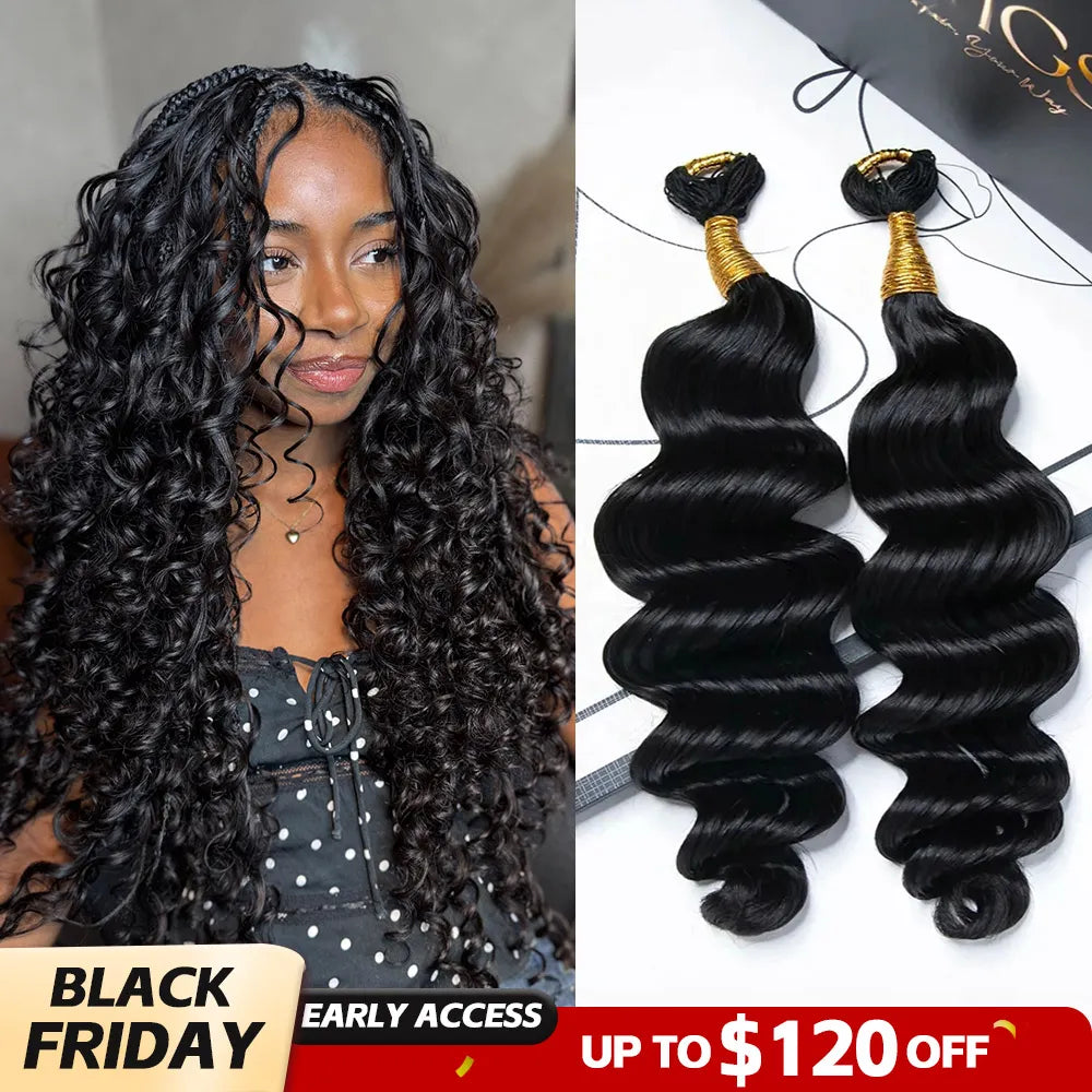 Loose Deep Wave Feather Crochet Boho Hair for Braiding Ywigs