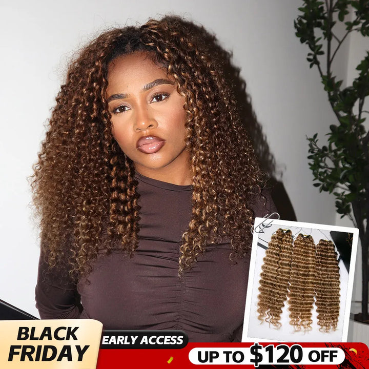 #27/30/613 Mix Color Blend Deep Wave Feather Crochet Hair