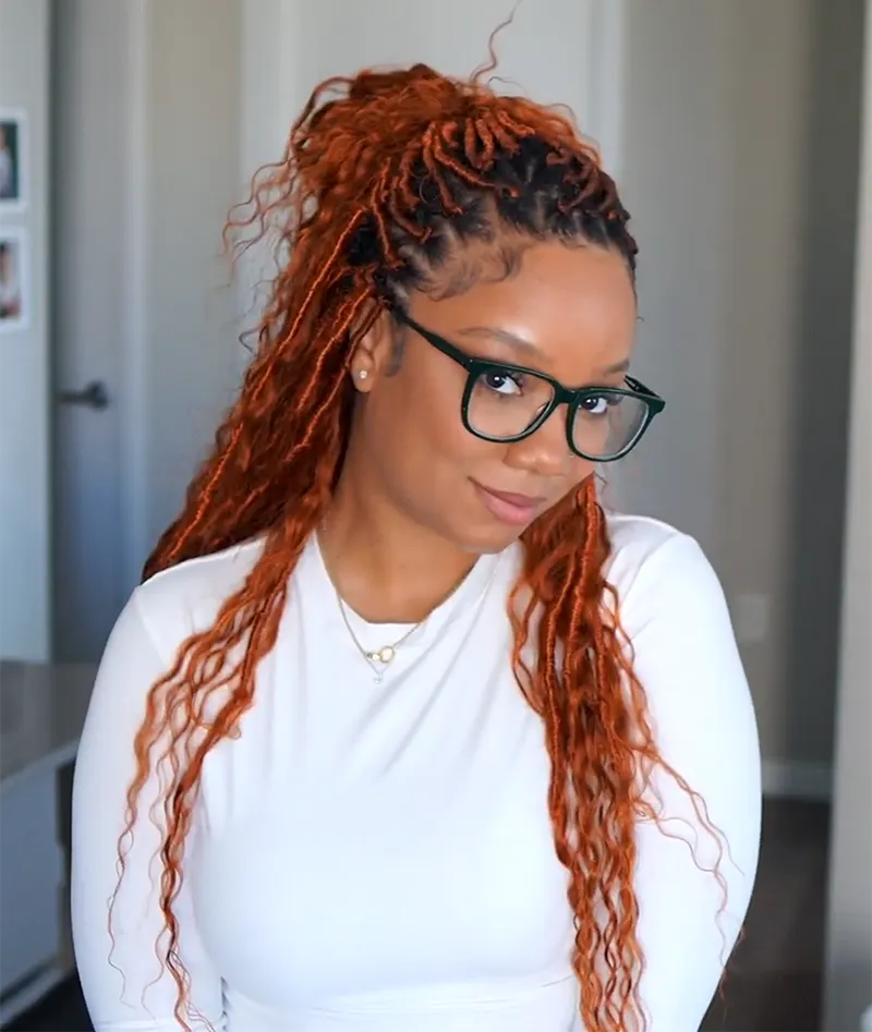 #350 Solid Ginger Crochet Boho Locs with Human Hair Curls – Ywigs