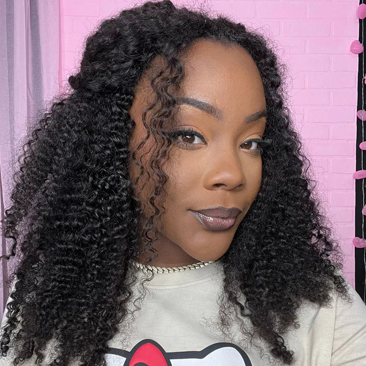 kinky curly half wig human hair