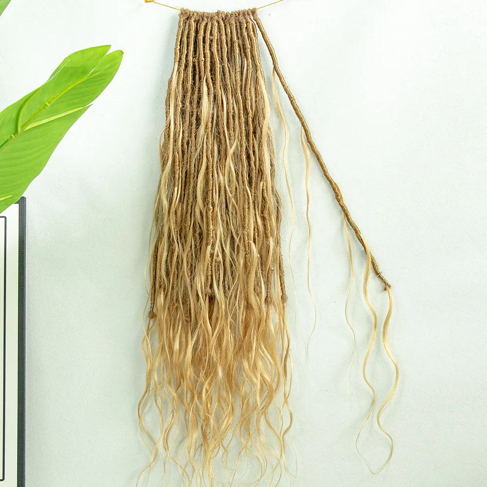 Wholesale - Crochet Boho Locs with Human Hair Curls (Price for 1 Pack of 24 locs)
