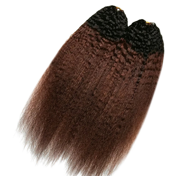 #T1B/4 Medium Brown Kinky Straight Human Crochet Hair