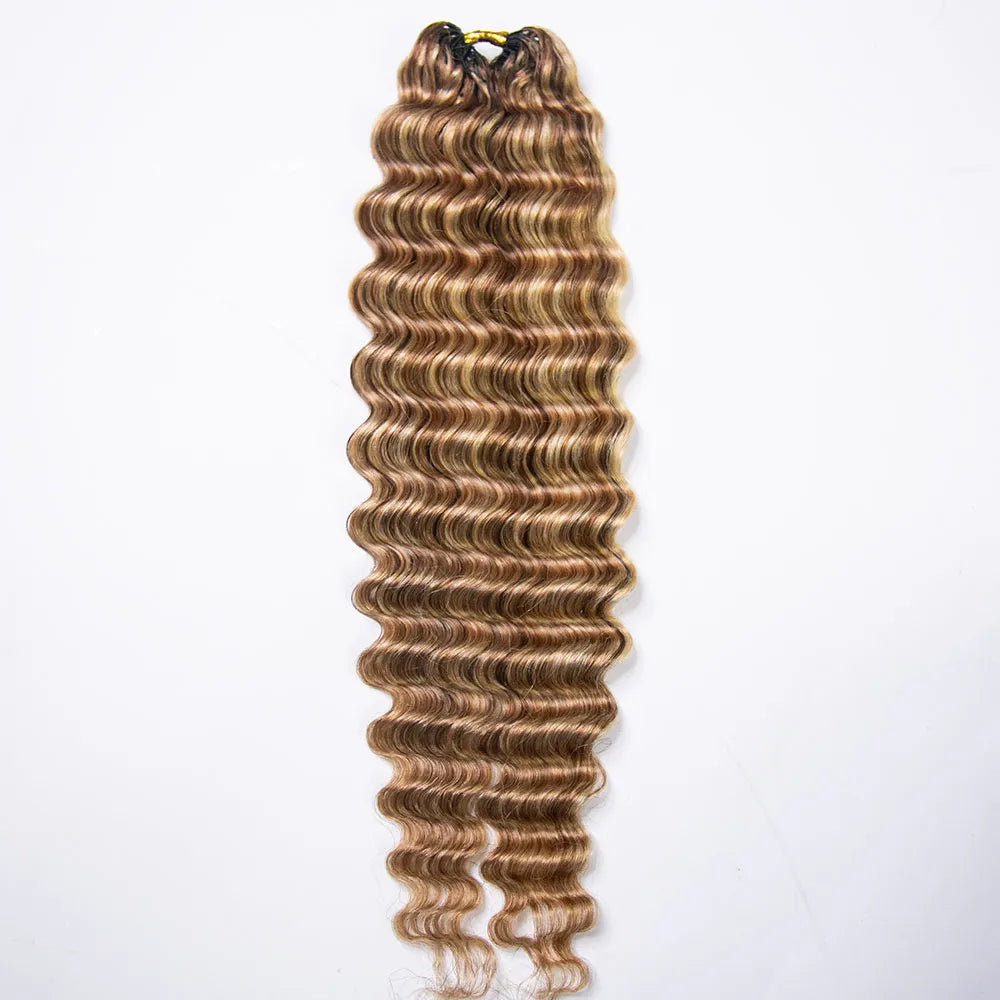 human crochet hair deep wave mix blend #27/#30/#613 color