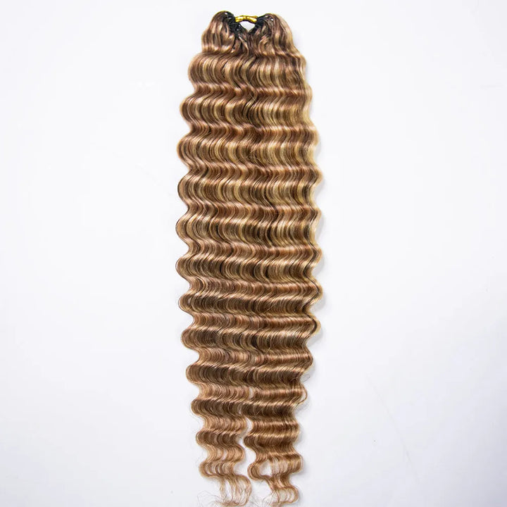 human crochet hair deep wave mix blend #27/#30/#613 color