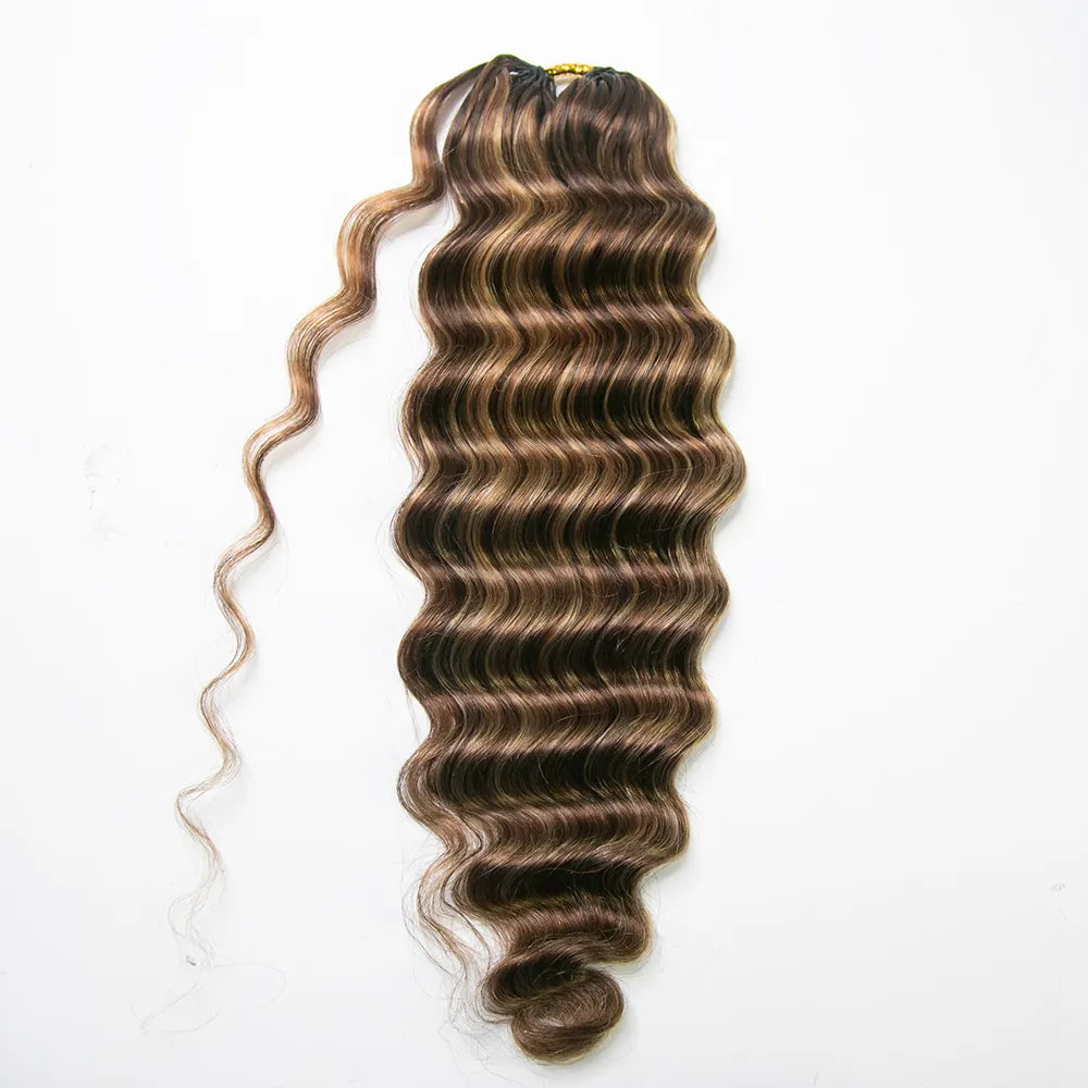 human crochet hair loose deep wave blend color #4/#27/#30