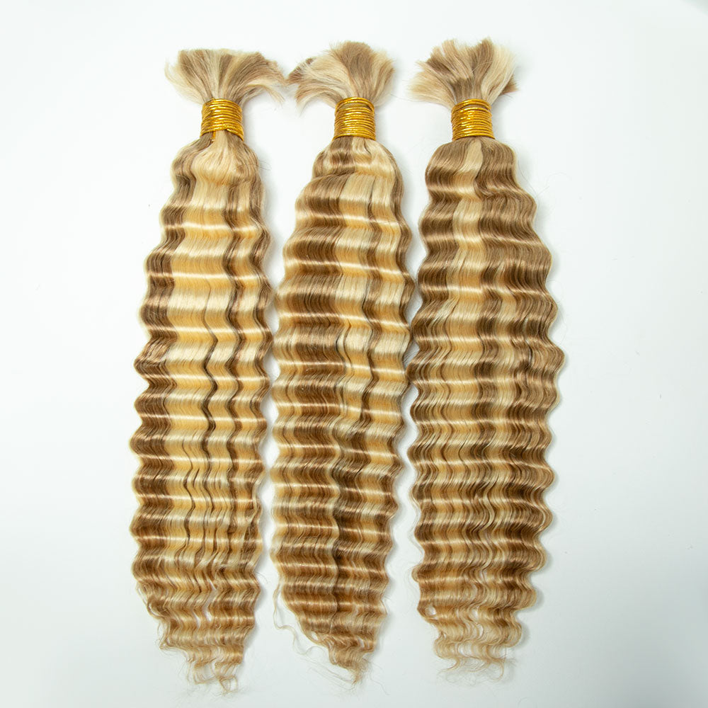 #27/#613 Piano Color Deep Wave Bulk Hair Extensions for Braiding