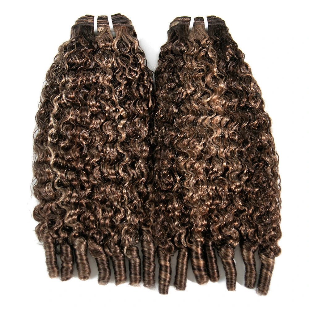human hair weft bundles mix color #4/27/30 water curly for braids