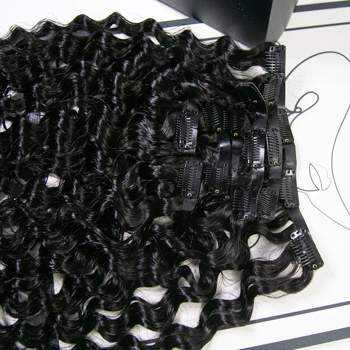 Invisible Seamless Weft Clip In Hair Extensions Deep Wave