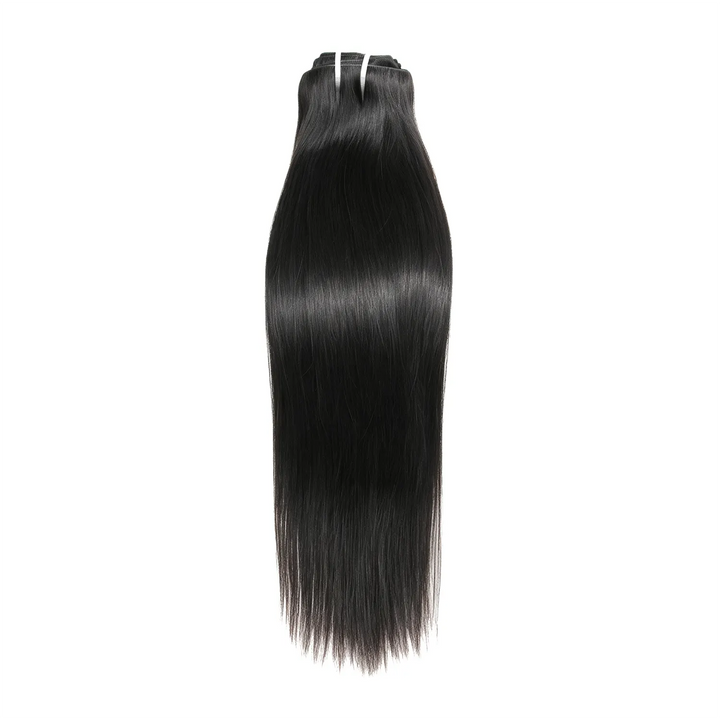 Close-up of Ywigs Invisible Edge Clip In Silky Straight Hair Extensions showing smooth straight texture and natural shine