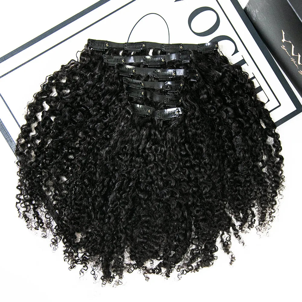 Invisible Seamless Weft Clip In Hair Extensions Multi-Textured Kinky Curly  