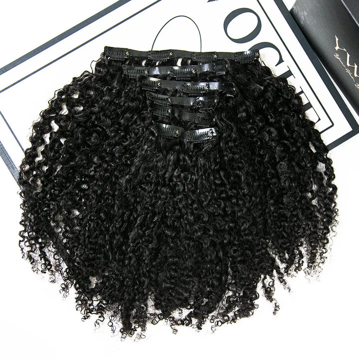 Invisible Seamless Weft Clip In Hair Extensions Multi-Textured Kinky Curly  