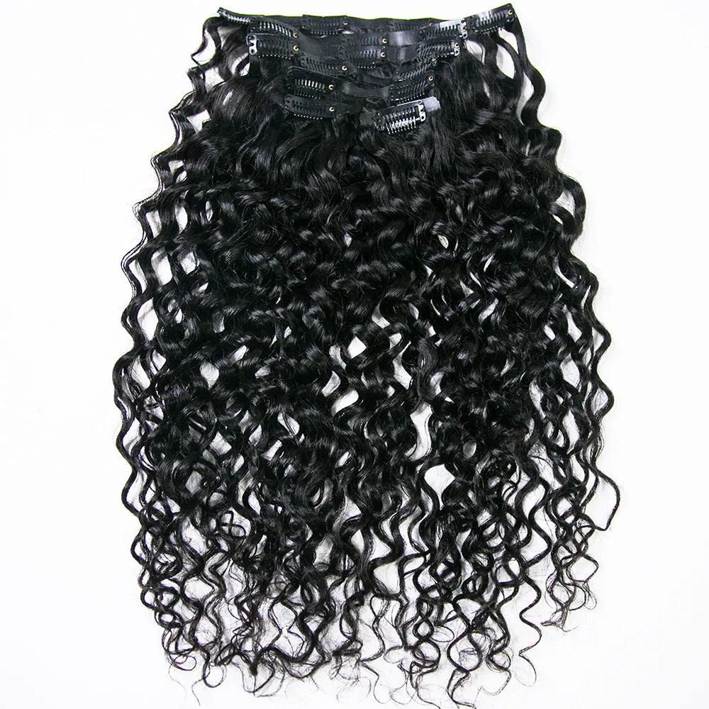 Invisble Seamless Weft Clip In Hair Extensions Water Wave