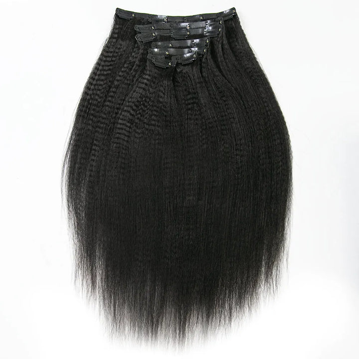 Invisible Seamless PU Weft Clip In Hair Extensions Yaki Straight