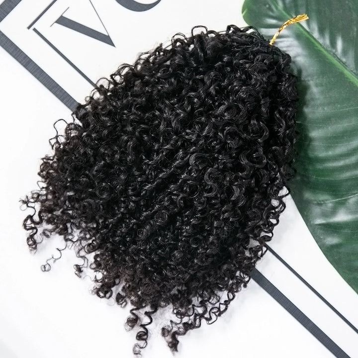 Ywigs Natural Black Kinky Curly Knotless Crochet Hair front view