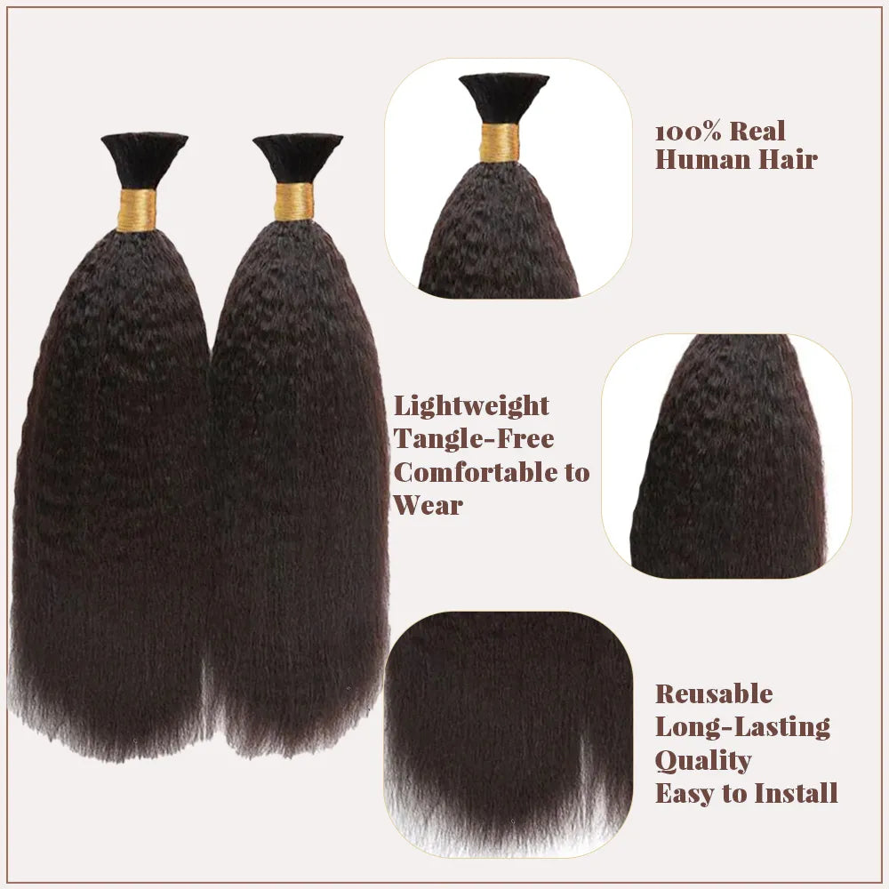 Kinky Straight Bulk Hair Extensions for Braiding