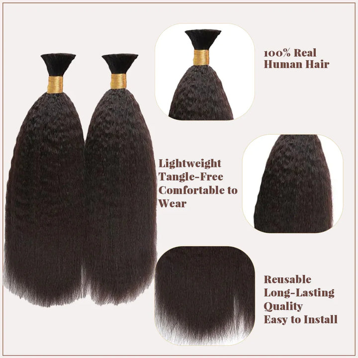 Kinky Straight Bulk Hair Extensions for Braiding