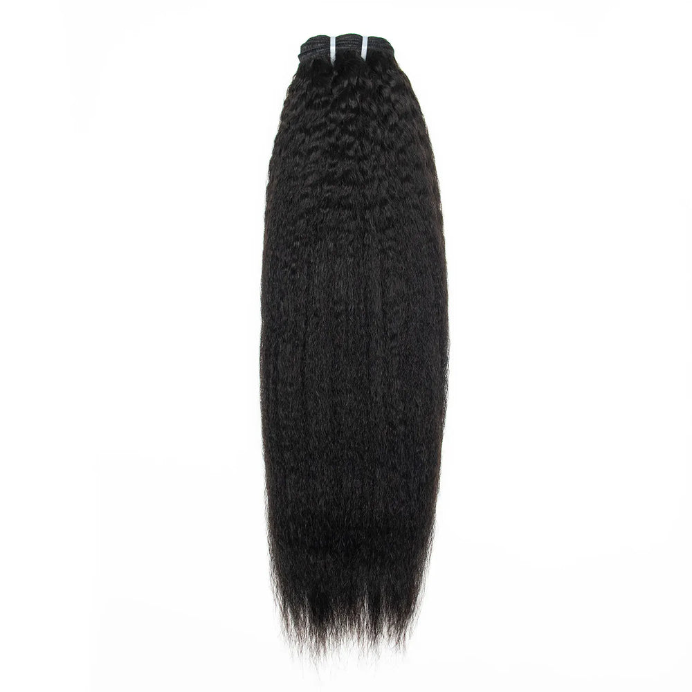 Detailed view of Ywigs natural color kinky straight human hair texture