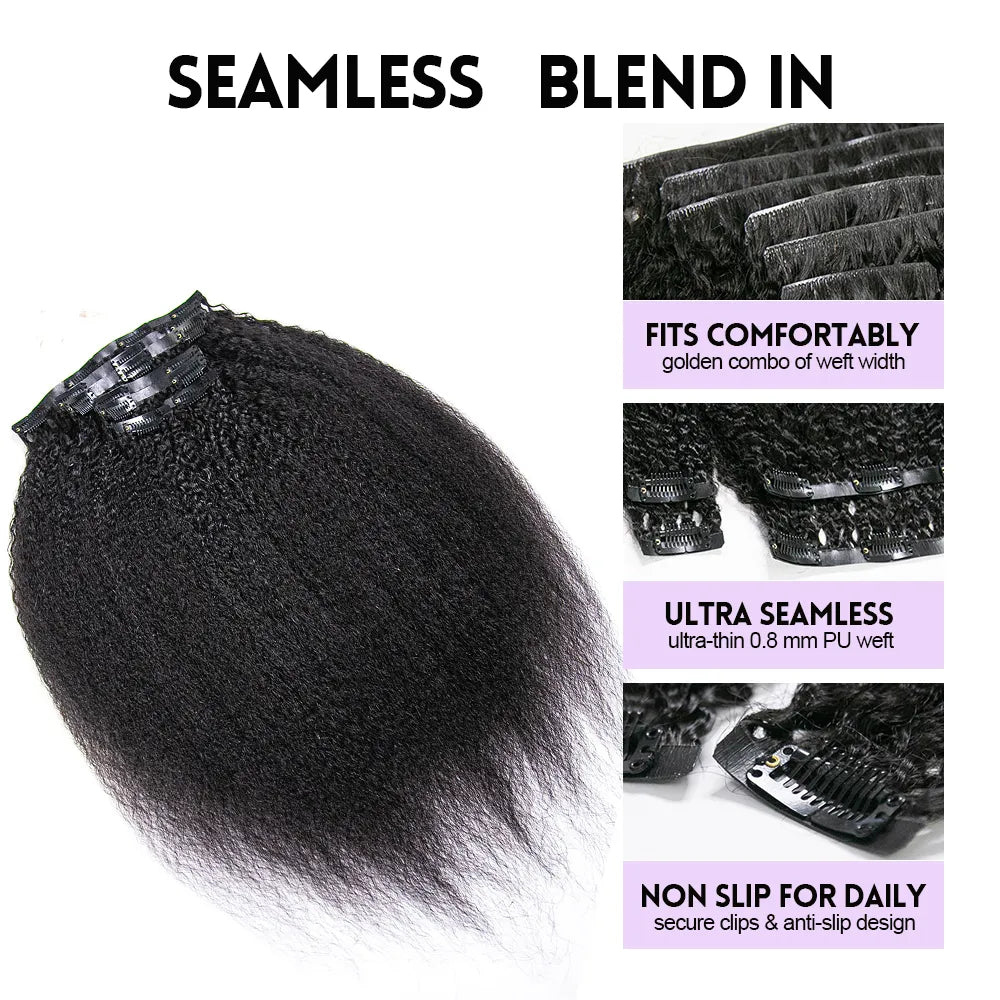 kinky straight invisible seamless clip in