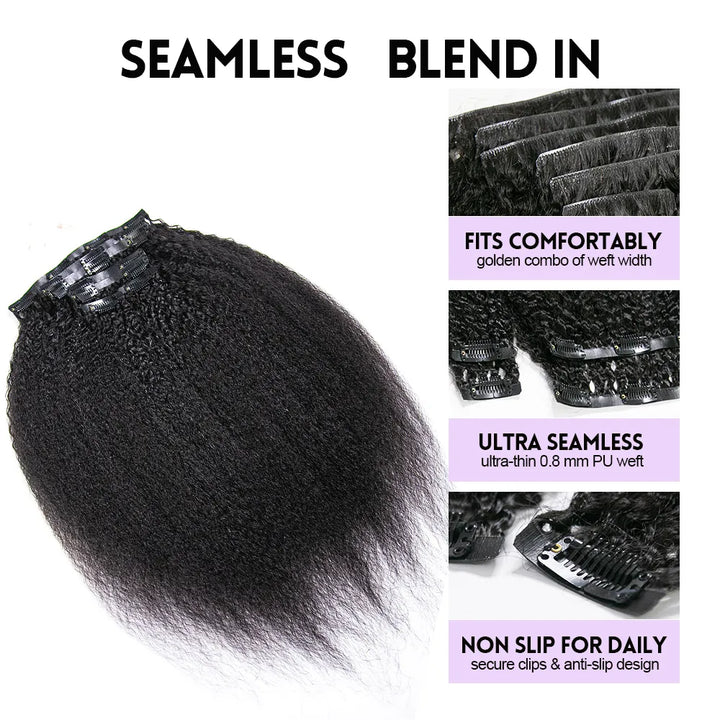 kinky straight invisible seamless clip in