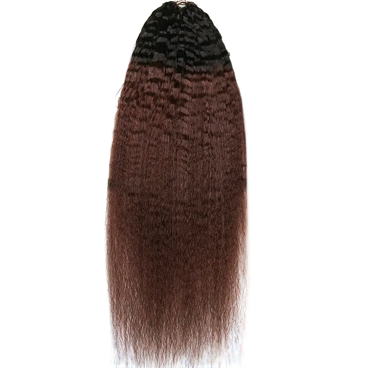 #T1B/4 Medium Brown Kinky Straight Human Crochet Hair