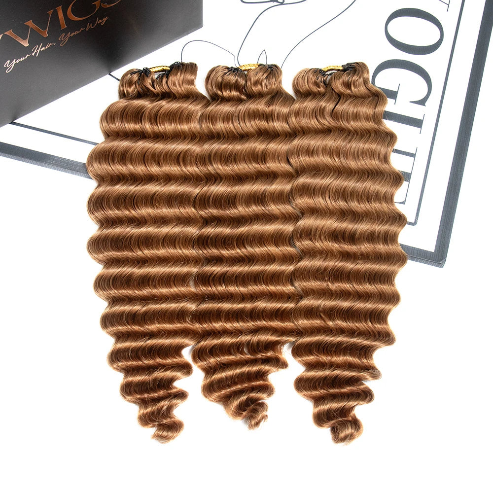 light brown deep wave human crochet hair