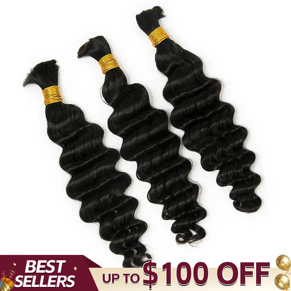Natural Color Loose Deep Wave Bulk Human Braiding Hair