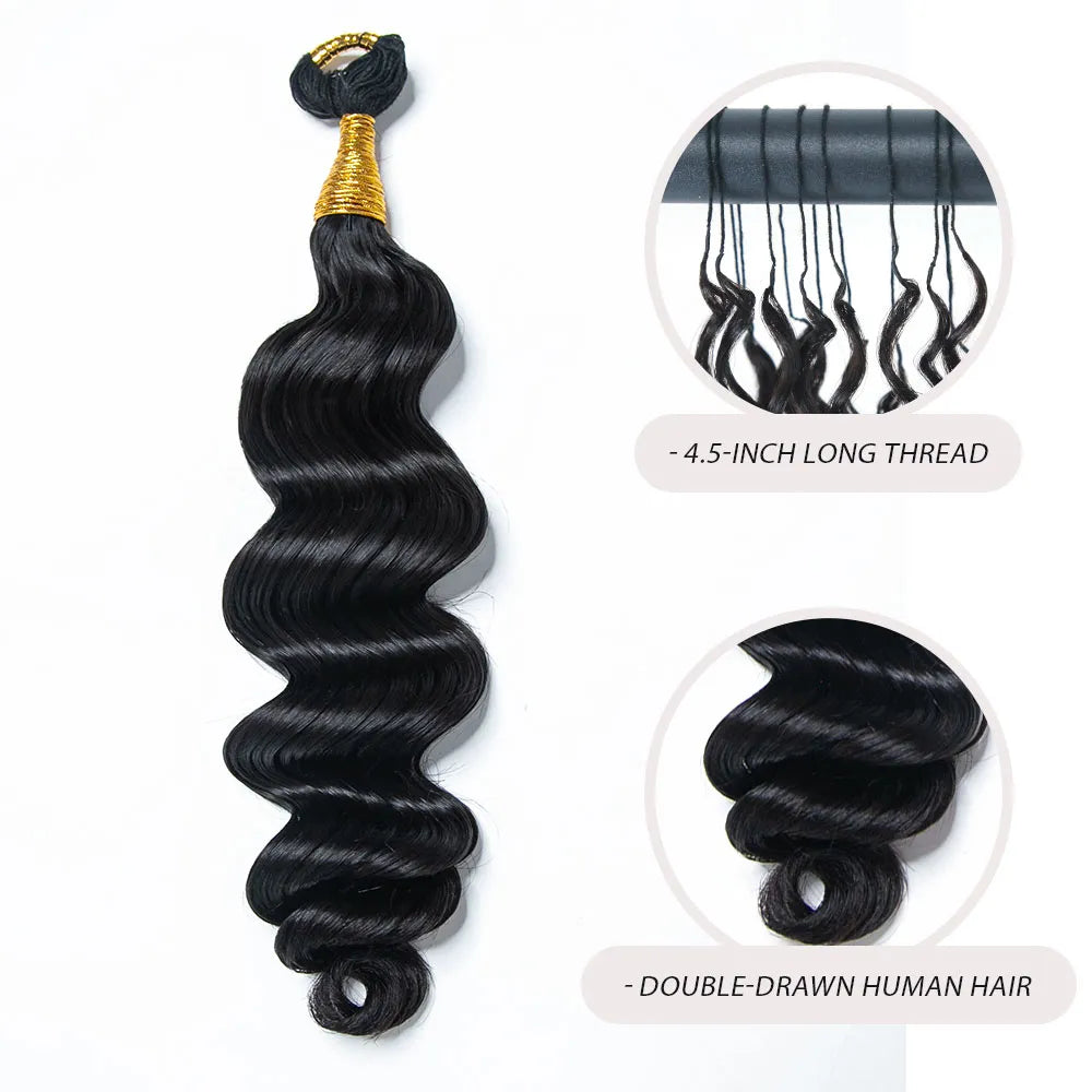 loose deep wave feather crochet human hair boho braids