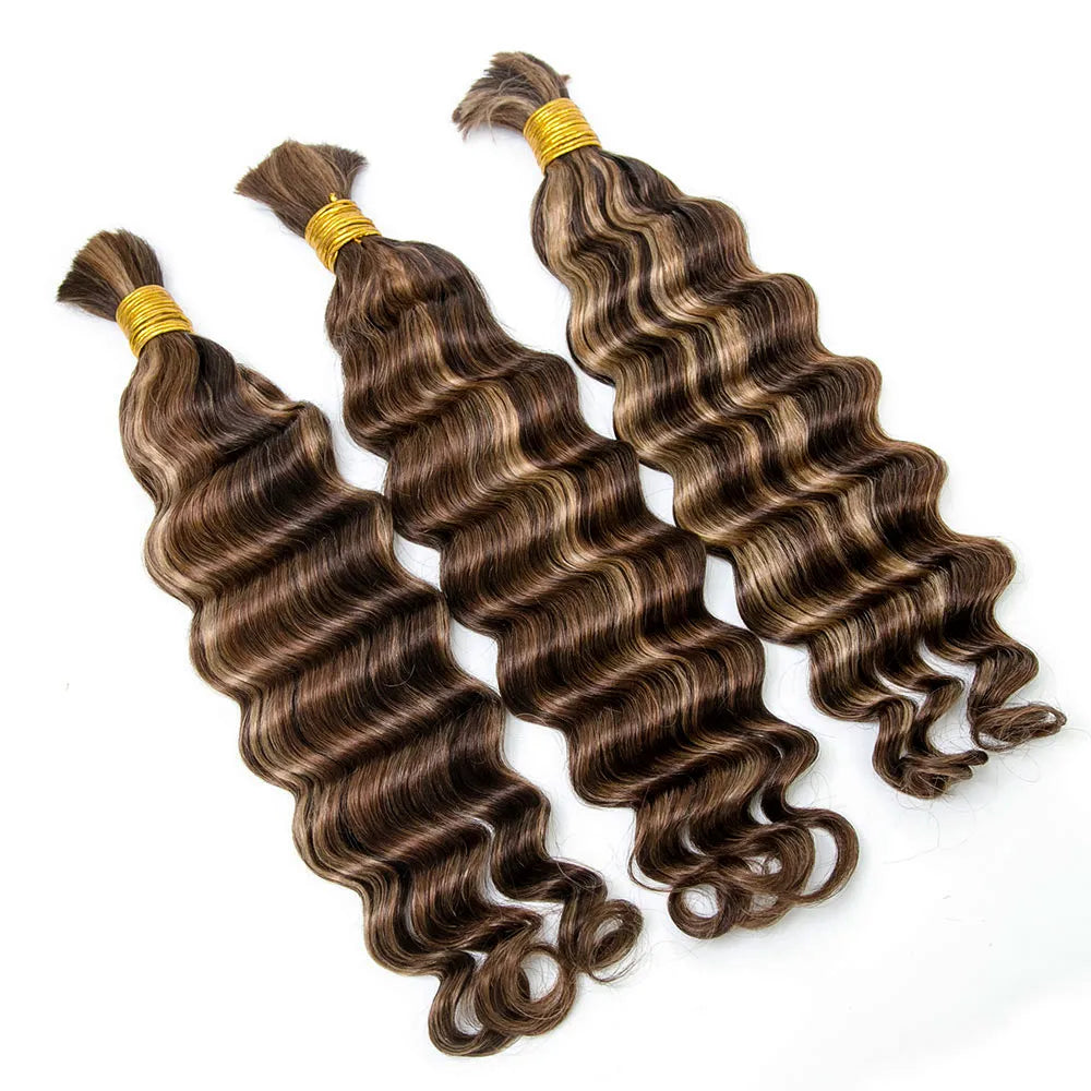 #4/#27/#30 Mix Color Blend Loose Deep Wave Bulk Human Braiding Hair – Ywigs