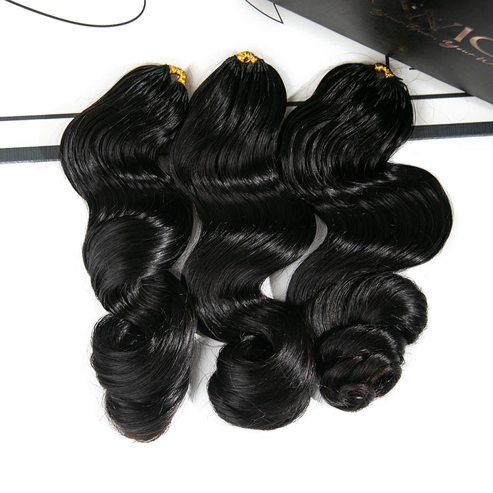  Natural Black loose wave feather crochet hair front view Ywigs