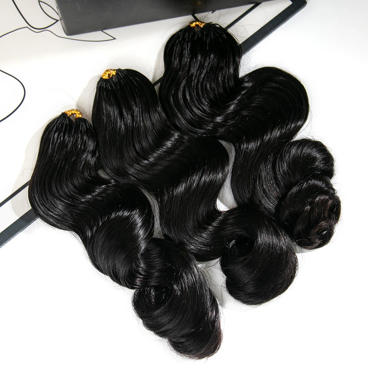 Natural Black loose wave feather crochet hair three bundles with multiple pre-separated strands for braids