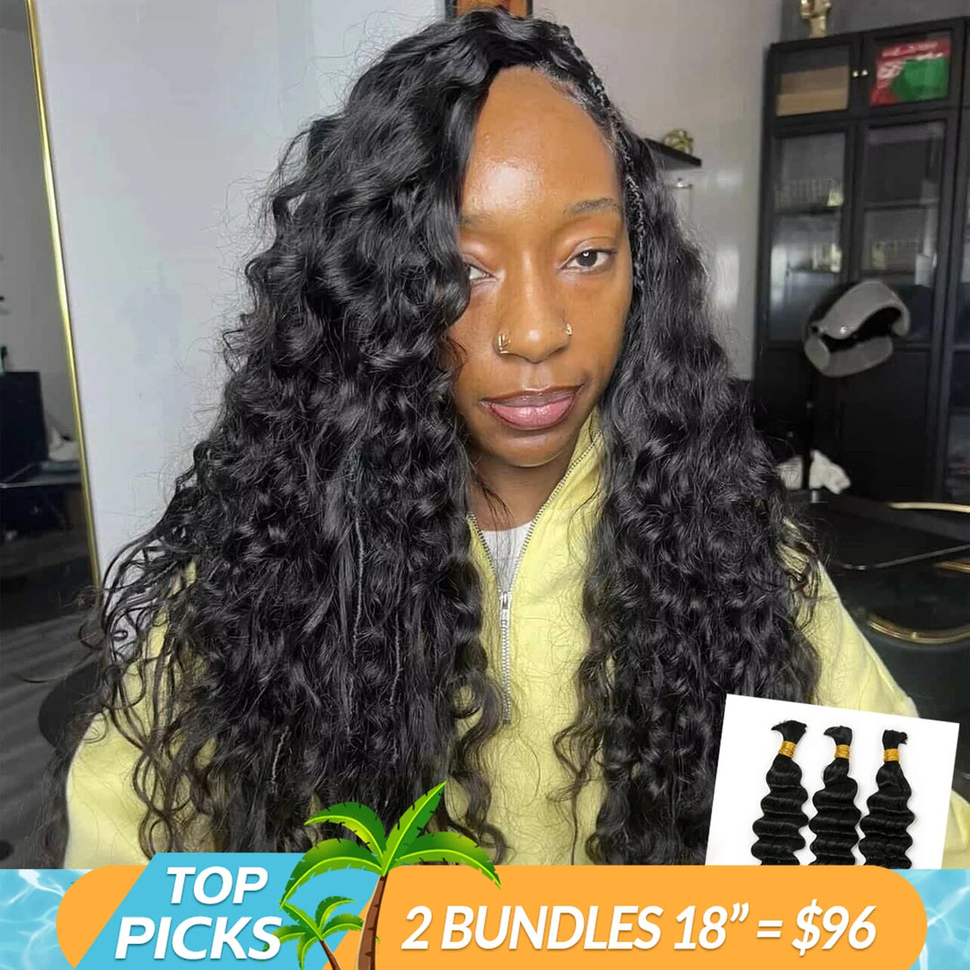 loose deep wave bulk hair human hair for vacation