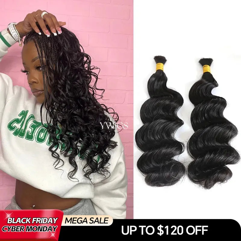 loose wave double drawn bulk hair cyber monday sale