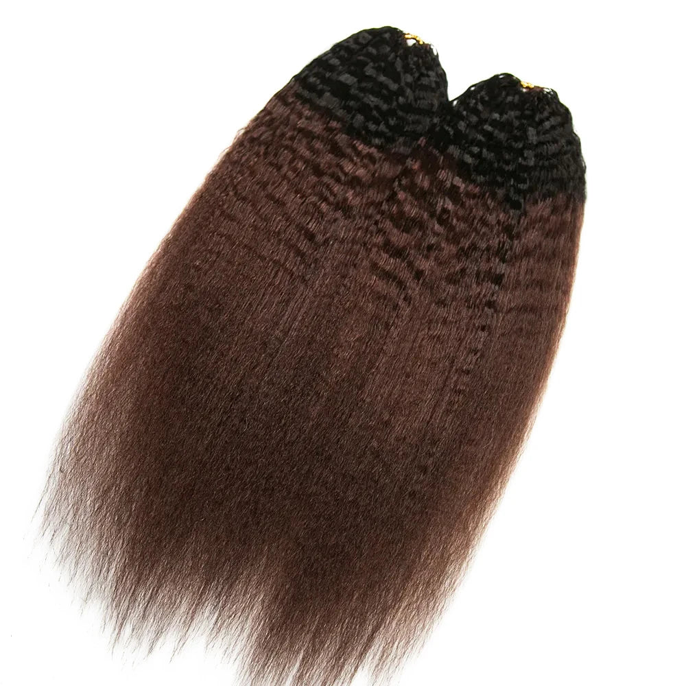 #T1B/4 Medium Brown Kinky Straight Human Crochet Hair