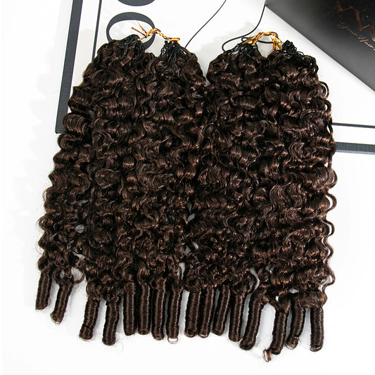 medium brown water curly feather crochet hair