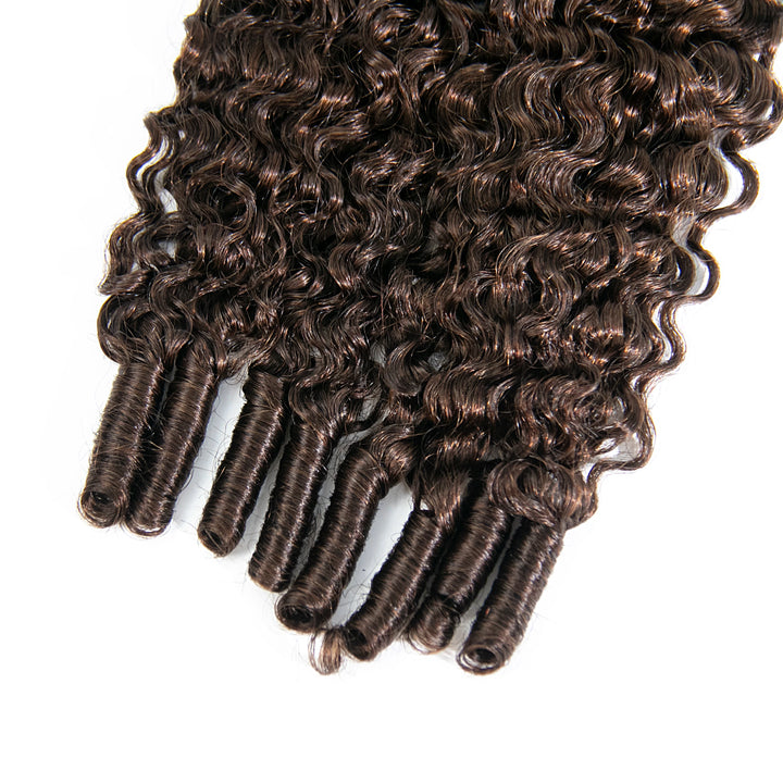 medium brown water curly human crochet hair