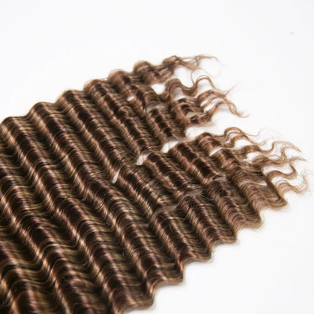 mix color #4/#27/#30 deep wave human crochet hair