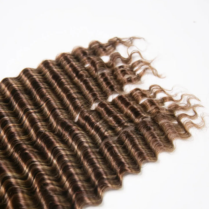 mix color #4/#27/#30 deep wave human crochet hair