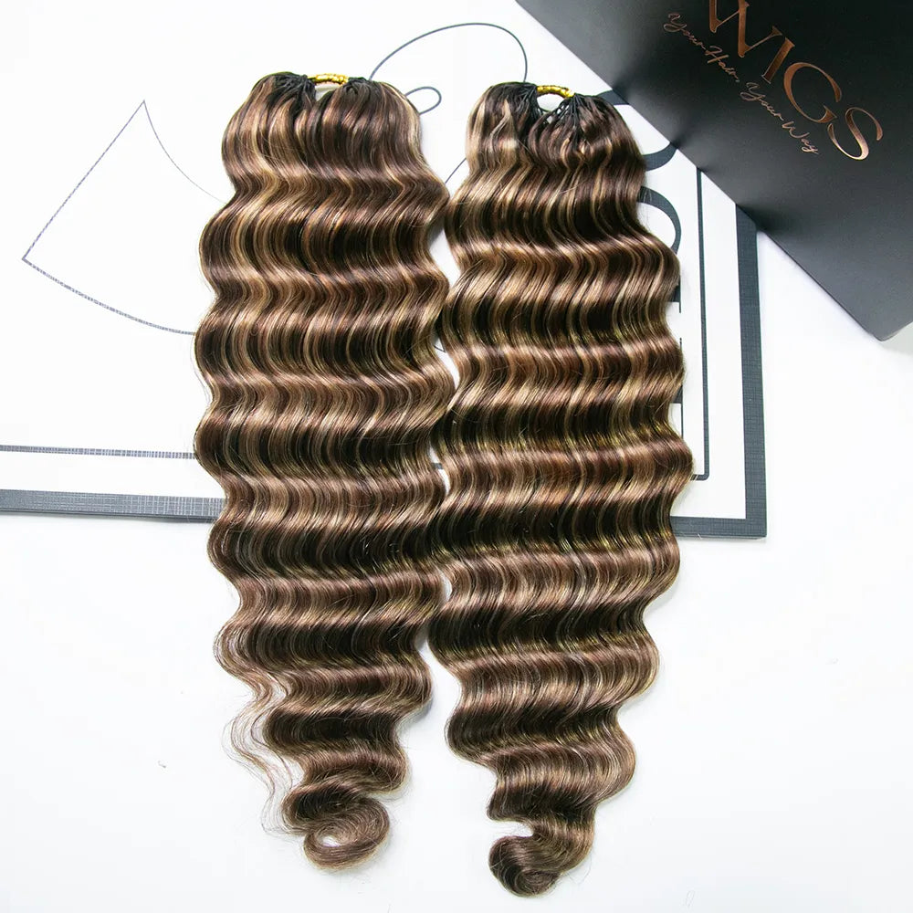 mix color #4/#27/#30 loose deep wave human crochet hair