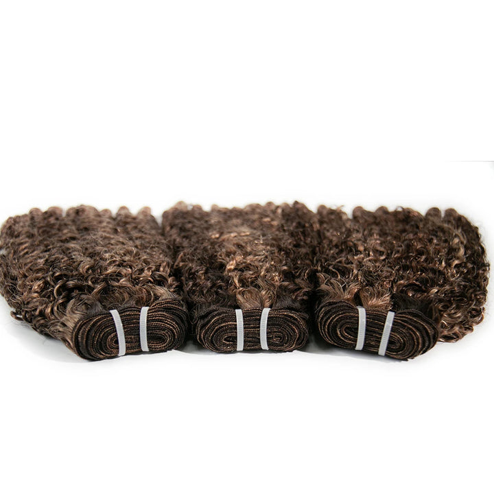 mix color blend #4/27/30 water curly weft bundles for ponytail