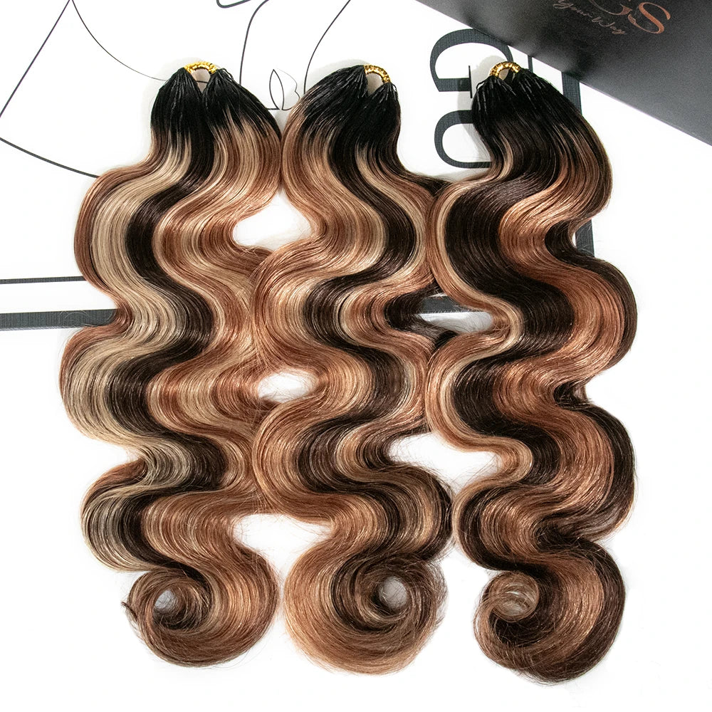 mix color body wave feather crochet hair