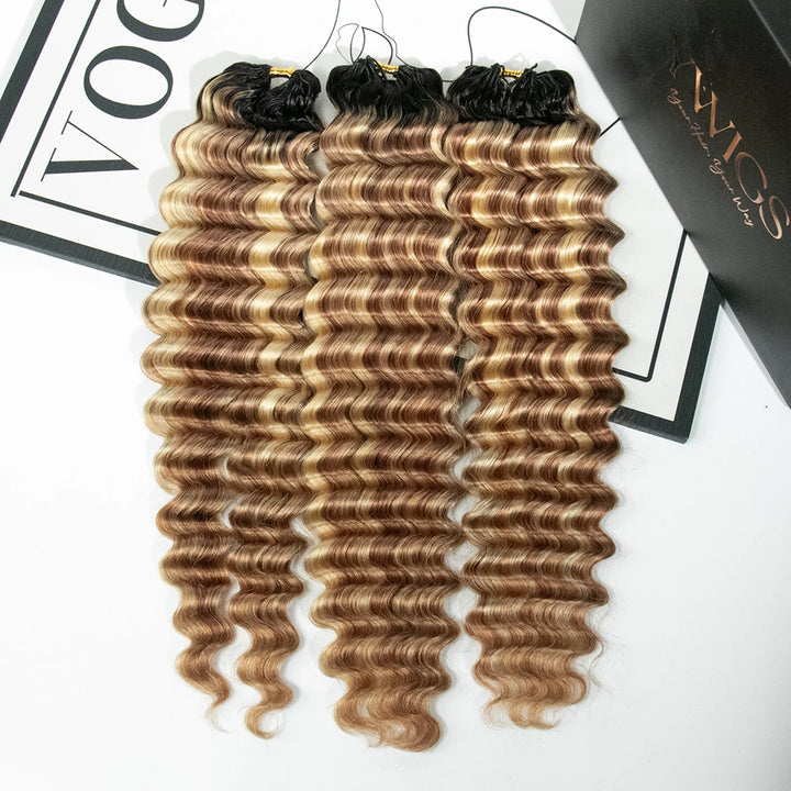 #T1B/27/30/613 mix blend color deep wave crochet human hair for black women