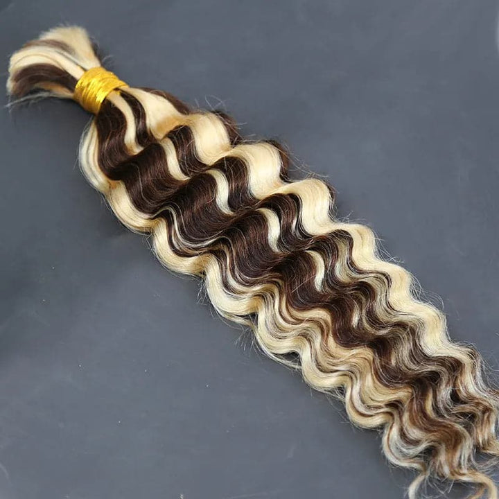 mixed color bulk human braiding hair deep wave