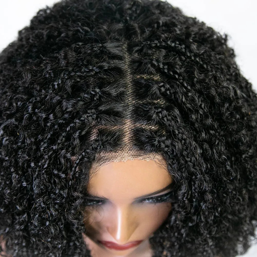 multi-textured kinky curly 5x5 braid wig