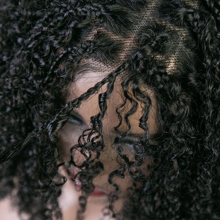 multi-textured kinky curly 5x5 lace braid wig