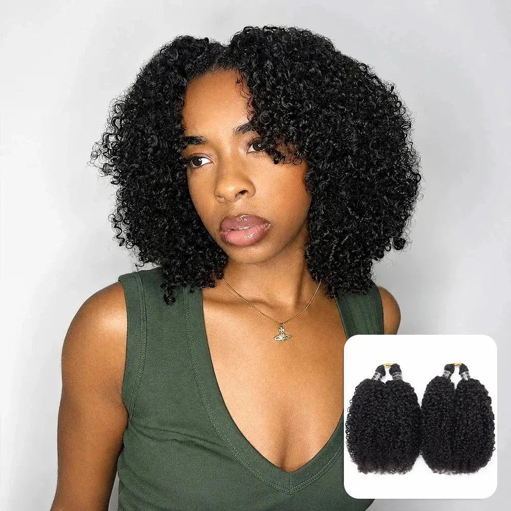 Ywigs Multi-Textured Kinky Curly Crochet Hair front view 100% human hair pre separated lightweight knotless crochet braids with natural coily texture for protective hairstyle