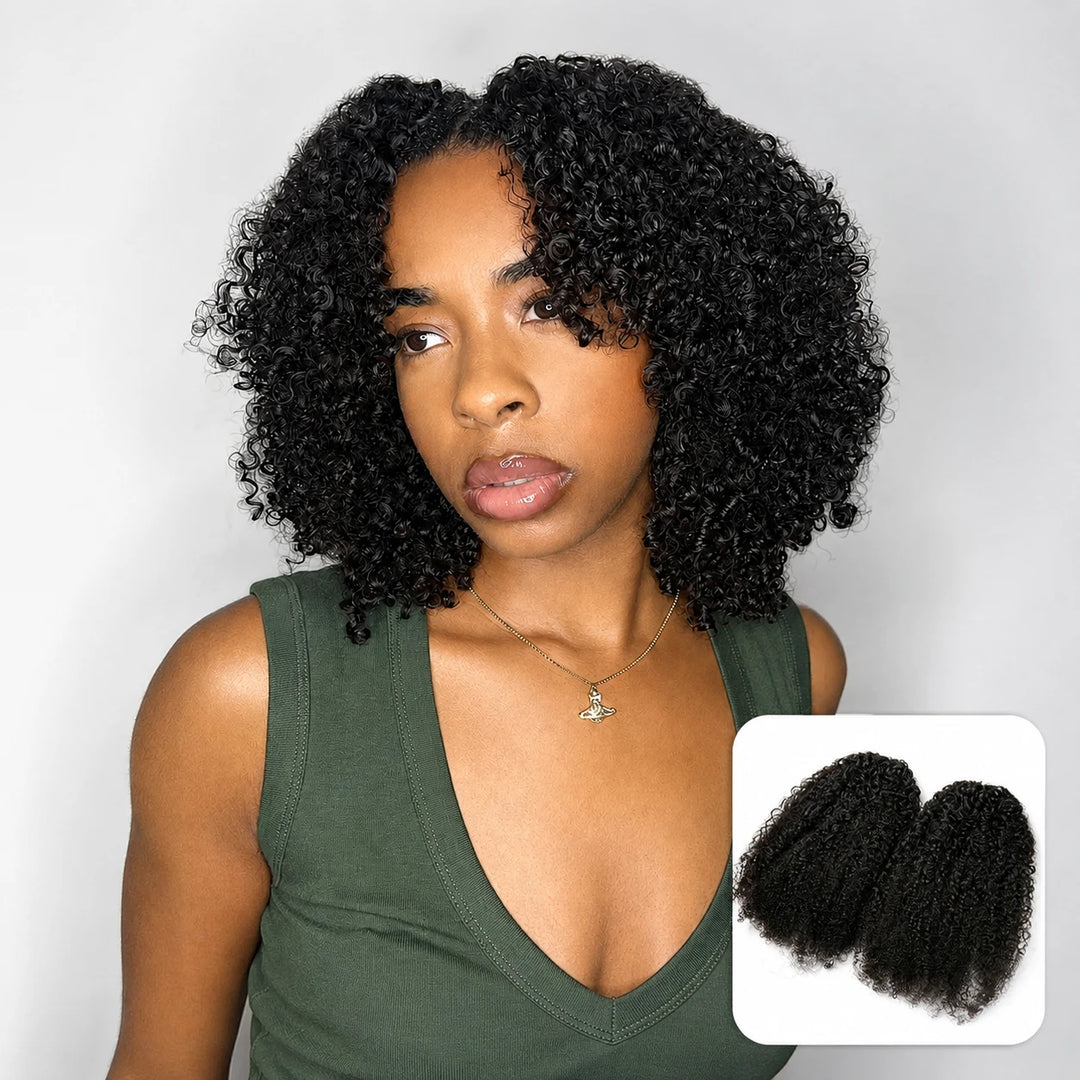 Multi-textured kinky curly human crochet hair front view for crochet braid style