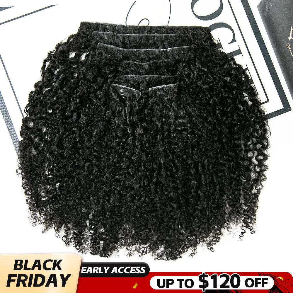 multi-textured kinky curly invisible edge clip in black friday sale