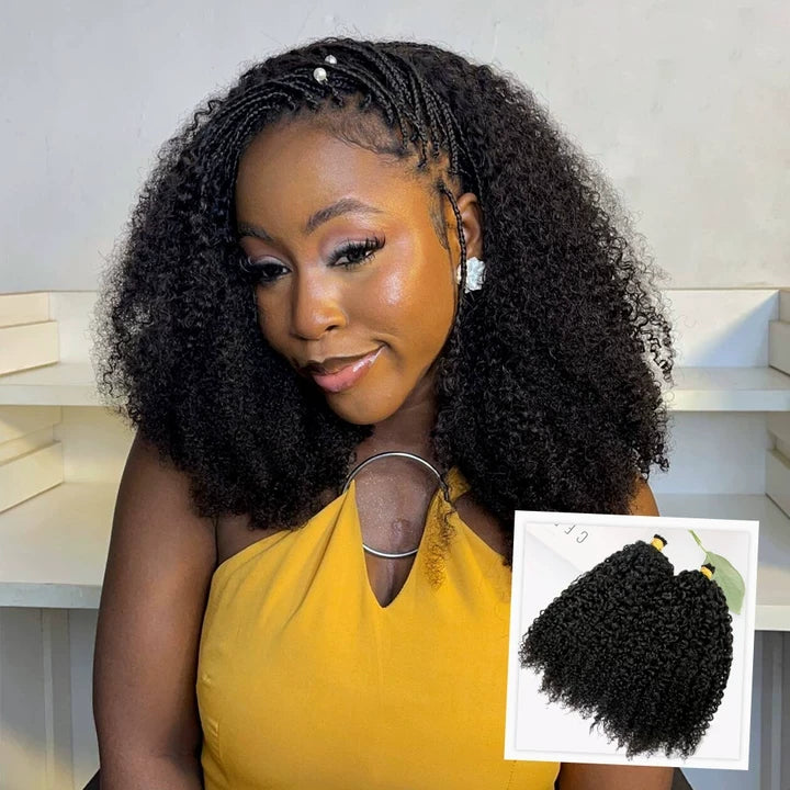 multi-textured kinky curly human braiding hair